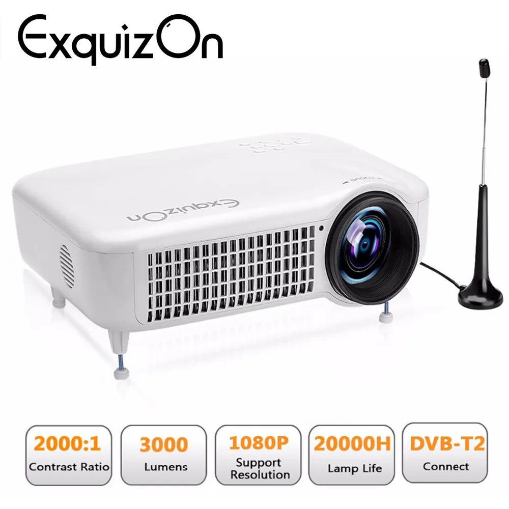 Exquizon 5018D 3000 люмен светодио дный светодиодный видео домашний проектор Поддержка DVB