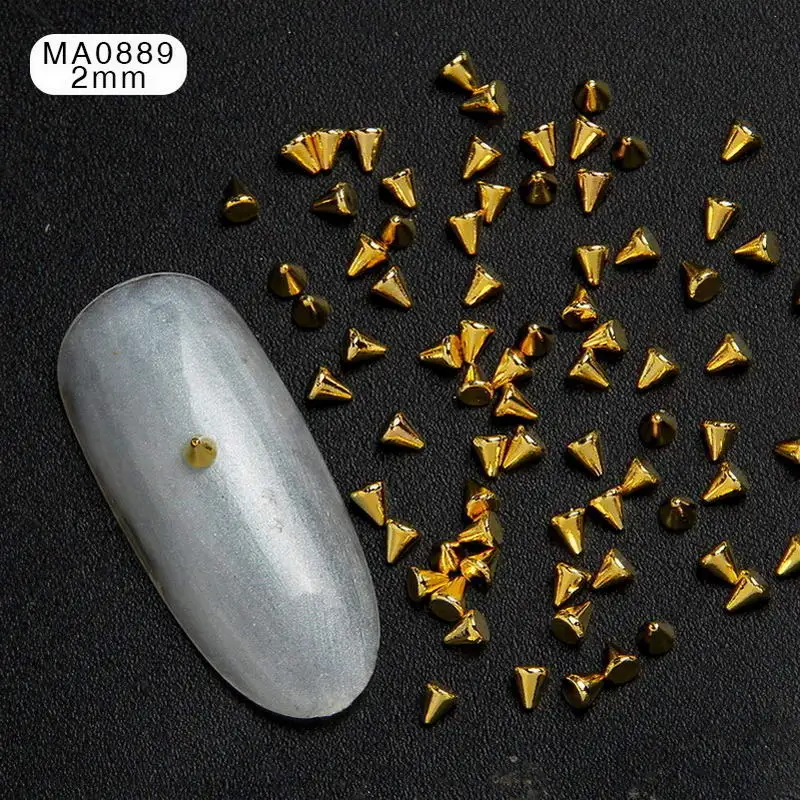 Elescial золото серебро 100 шт Медный гвоздь наклепки изогнутая палочка бар 3d-украшения для ногтей стержни гвозди аксессуары для маникюра - Цвет: MA0889