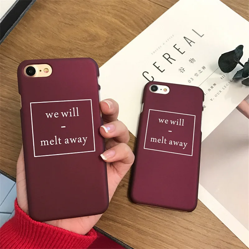 Новая мода Скраб Жесткий PC цвет красного вина чехол для iPhone 7 Plus 5 5S SE 6 S плюс письмо