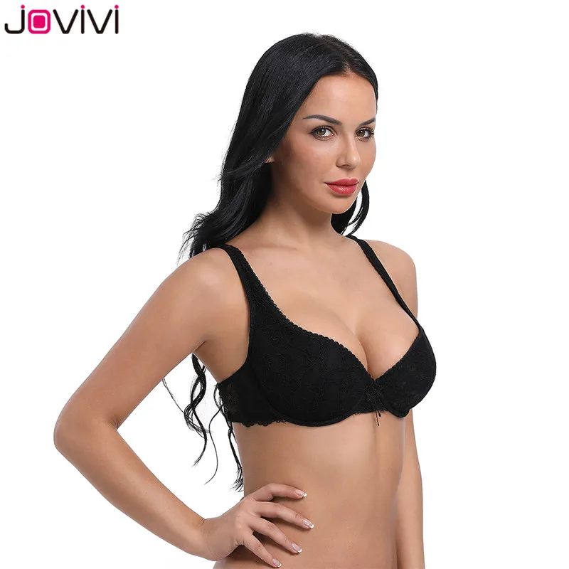 Jovivi, 1 шт., 3/4 чашечки, женский бюстгальтер на косточках, удобный кружевной бюстгальтер, повседневный цветочный бюстгальтер, стильные очаровательные черные бюстгальтеры на каждый день, 32B-42DDD