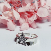 elegant quality 925 adjustable rings vintage rock style star shape zircon ring 925 sterling silver ring for women 925 jewelry