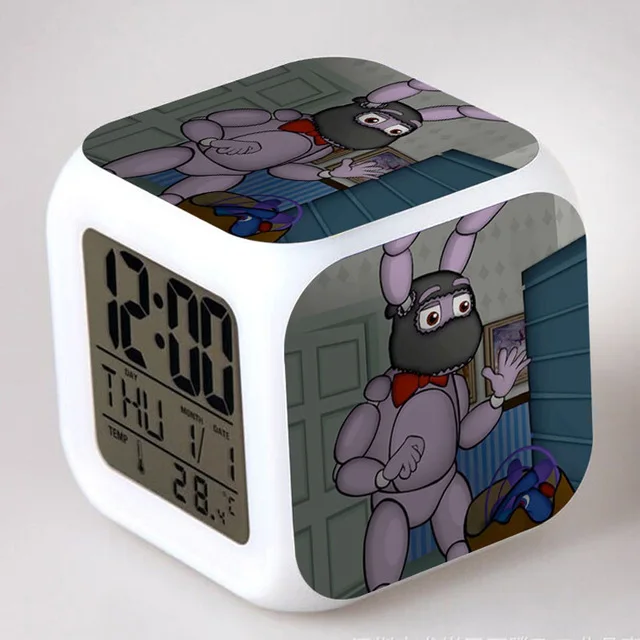 Синий Five Nights At Freddy's светодиодный Будильник FNAF Bonnie Foxy Freddy Fazbear часы с дизайном «Медведь» ночные световые часы пластиковая игрушка - Цвет: Синий