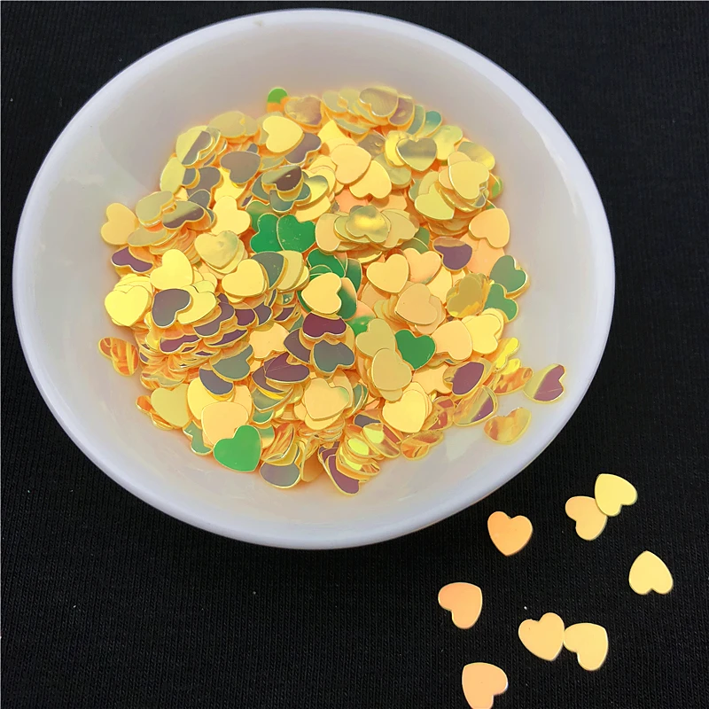 10 г/упак. желтые блестки для ногтей пайетки разных размеров 3 мм 4 6 в форме сердца