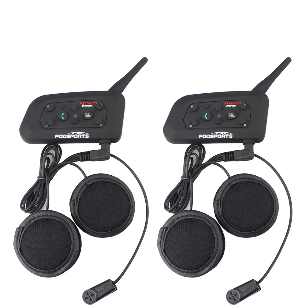2 шт V6 Pro Multi BT Interphone 1200 м мото rcycle Bluetooth Шлем Интерком intercomunicador мото гарнитура для 6 езды IPX5 MP3 gps