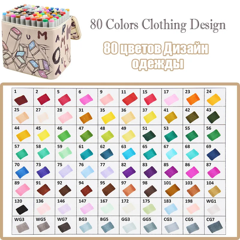 80 Colors Clothing Сенсорный экран Марк 30/40/60/80/168 Цвета маркер для рисования набор двойной головой маркер для рисования кисть для рисования манга студент Дизайн интерьера - Цвет: 80 Colors Clothing