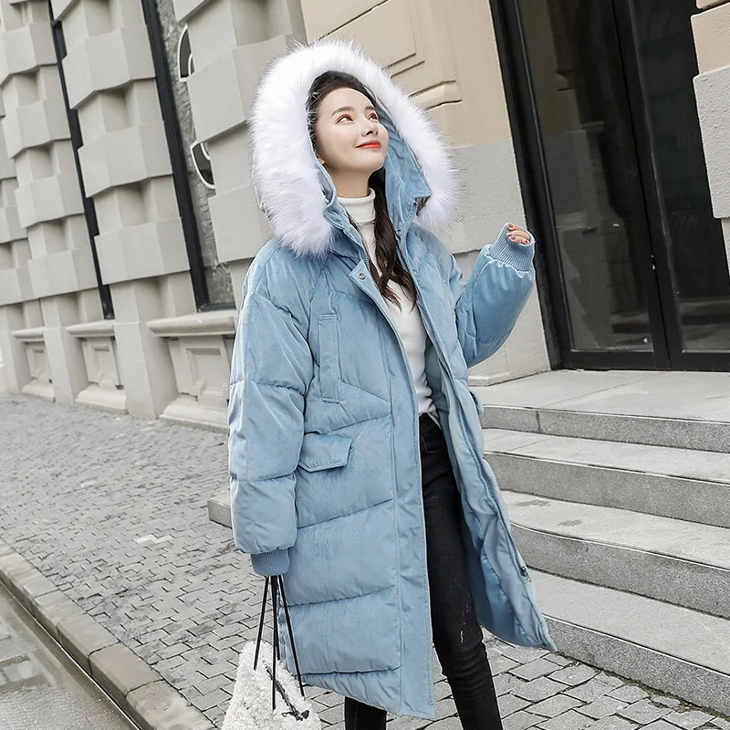 FMFSSOM женский зимний меховой воротник с капюшоном белый пуховик средней длины