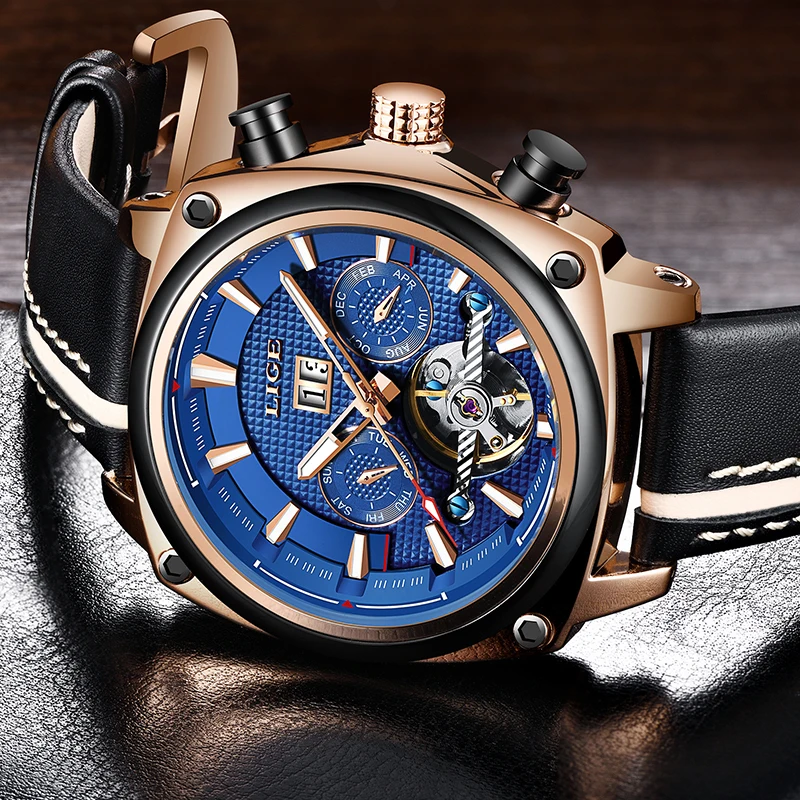 Reloj Hombre 2019 LIGE мужские часы Tourbillon модные роскошные спортивные механические