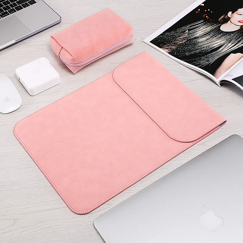 Pink Чехол для ноутбука с магнитной пряжкой для Macbook Air Pro 11 12 13,3 15,6 Asus Dell hp notebook Sleeve 13,3 15 водонепроницаемый матовый чехол - Цвет: Pink