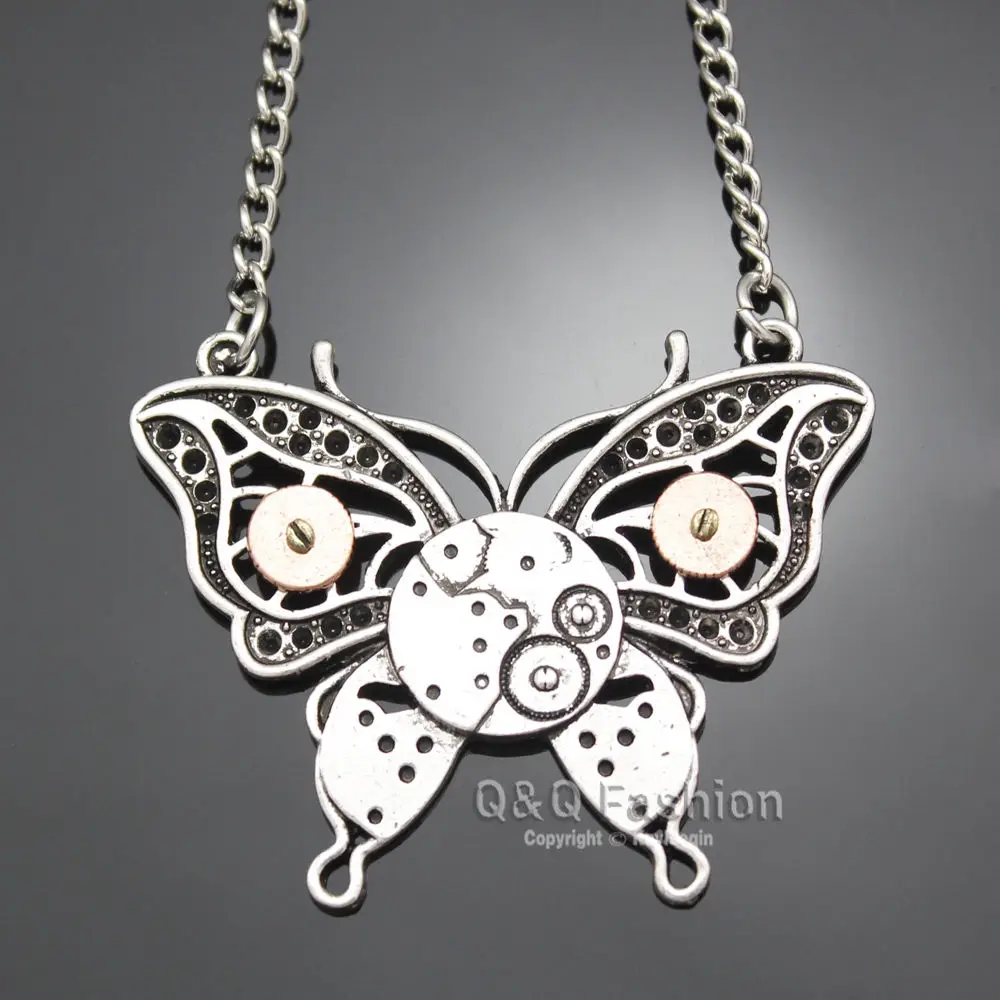 RechicGu винтажные посеребренные часы-бабочки ручная шестерня зубчатая цепочка в