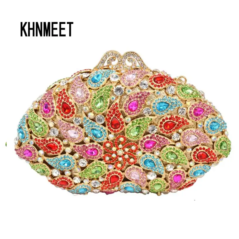 Многоцветная роскошная женская сумочка Стразы с кристаллами Свадебная вечерняя