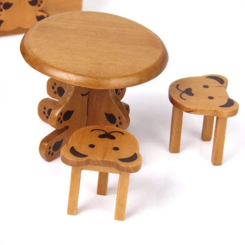 

1/12 Doll House Miniature Furniture Wooden Bedroom For Kids Wood Color