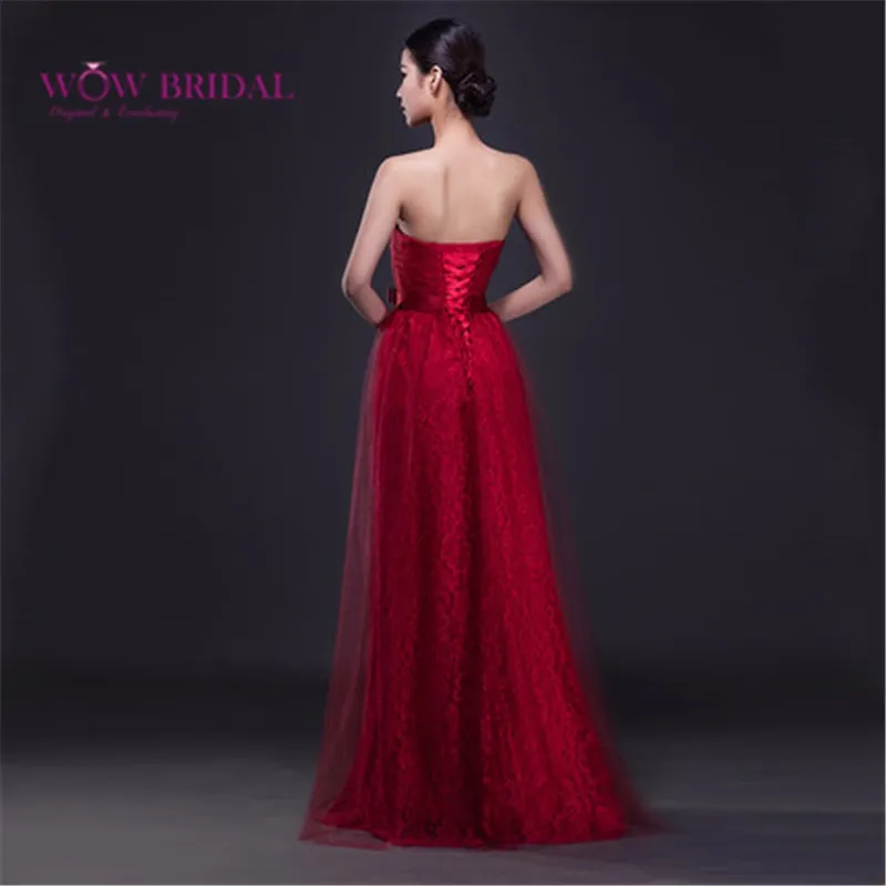 Wowbridal бордовое длинное вечернее платье красное милое кружевное до пола