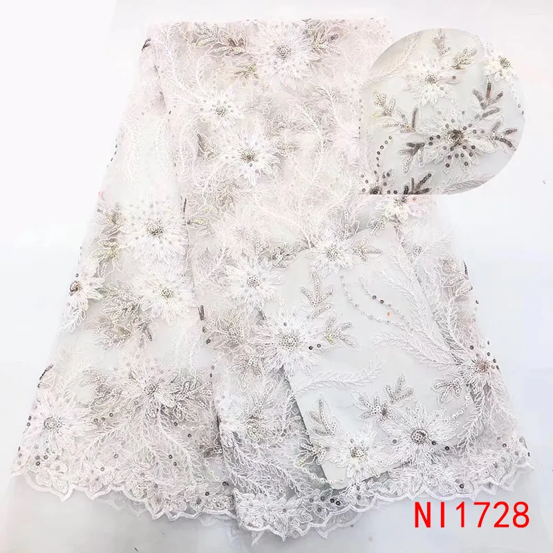 African Lace Fabric 2019 High Quality Bridal Embroidery White With Sequins For Wedding Dress NANI1728-1 | Дом и сад