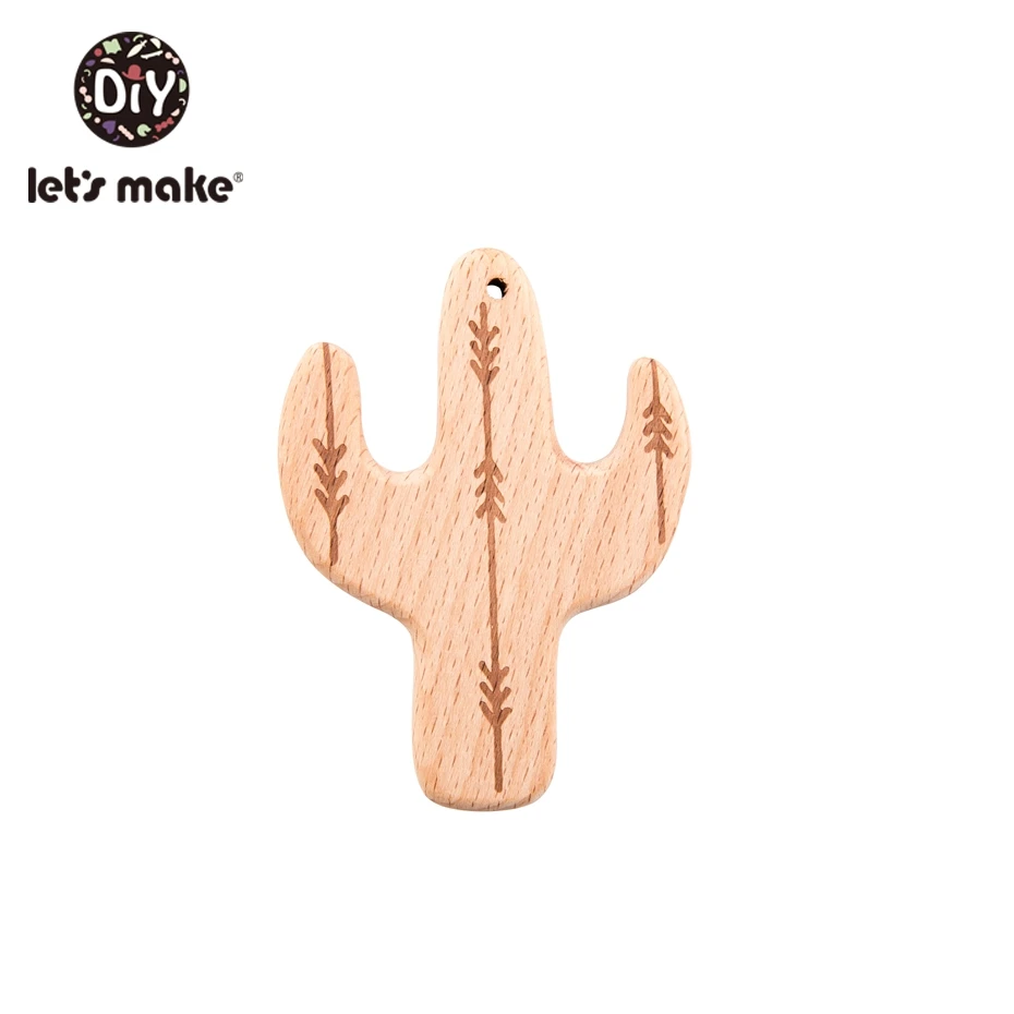 cactus Let's Make 10 шт. деревянный Прорезыватель для зубов, Шарм из массива бука, животное, кактус, листья альпаки, соломинка, сделай сам, подвеска в виде слона, детский Прорезыватель для зубов - Цвет: cactus