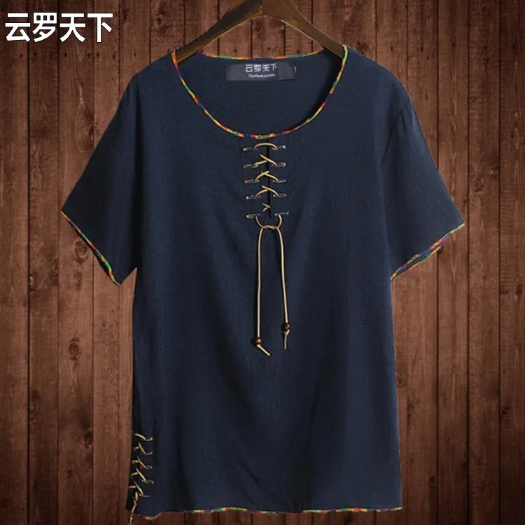 

Free shipping Linen male big o-neck t shirt Chinese style fat guy plus size men's Casual short-sleeve T-shirt 7XL 8XL 10XL 165cm