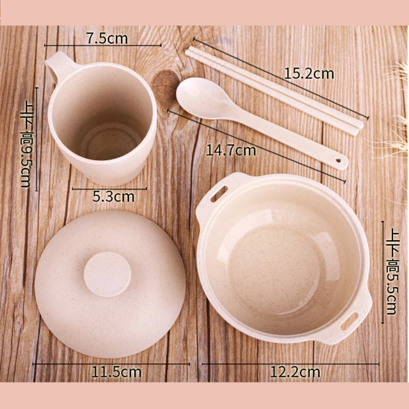 4 шт./компл. детский набор посуды пшеничной соломы детей три решетки комплект чаша
