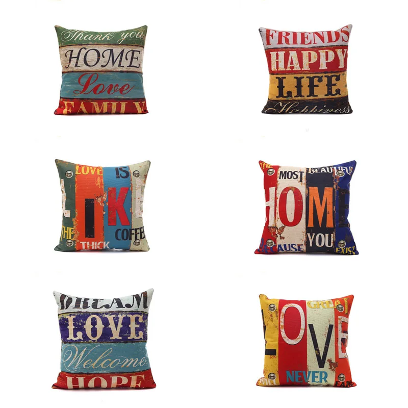 2018 цифровая печать тенденция буквы Чехлы хлопок белье любовь дома декоративная