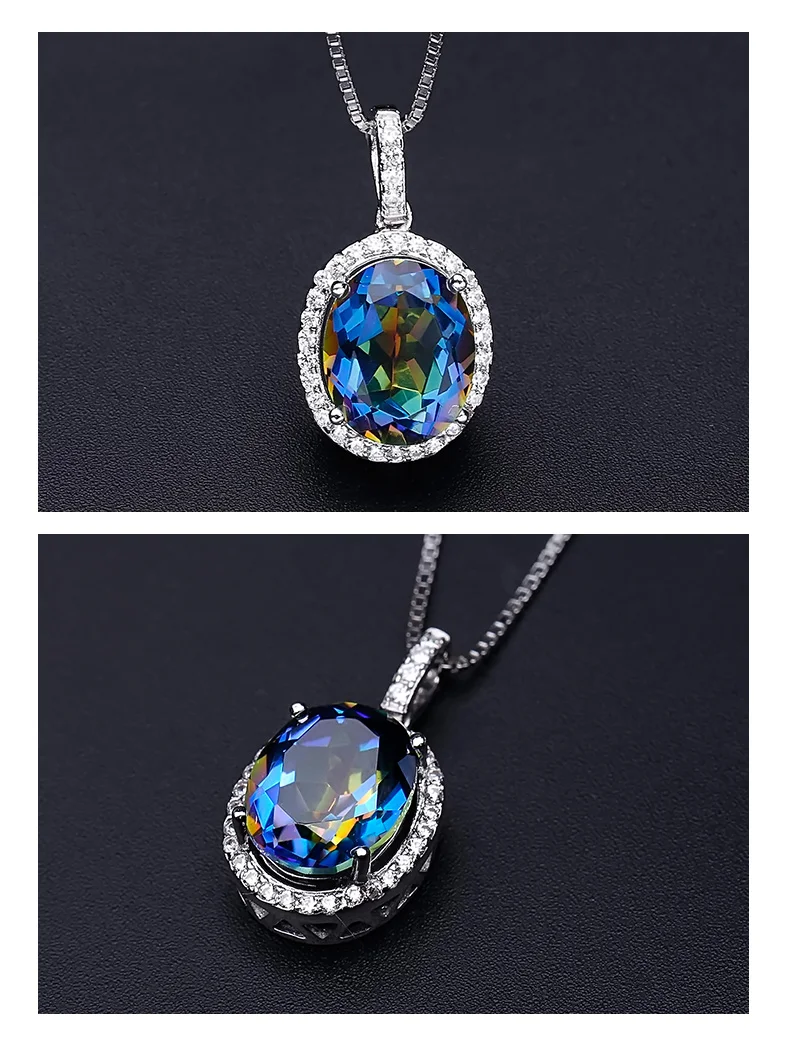 Gem's балетные 925 пробы серебро 3.32Ct натуральный Blueish мистический кварцевый камень кулон ожерелье для женщин ювелирные украшения