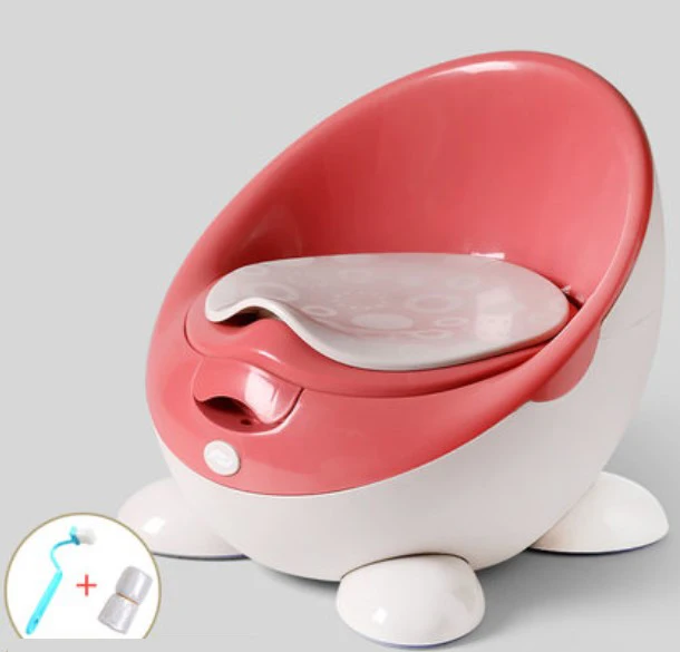 pink Модный Детский горшок для унитаза с милым мультяшным рисунком, обучающее сиденье для унитаза, детский портативный писсуар, удобная спинка, горшок, щетка для горшка - Цвет: pink