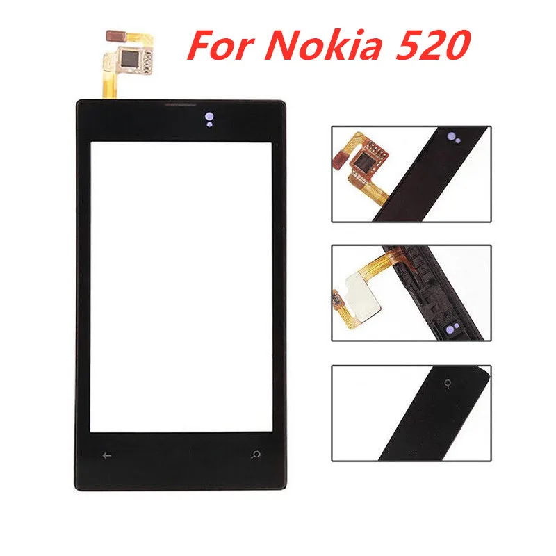 Для Nokia Lumia 520 сенсорный экран дигитайзер с рамкой Замена передняя стеклянная