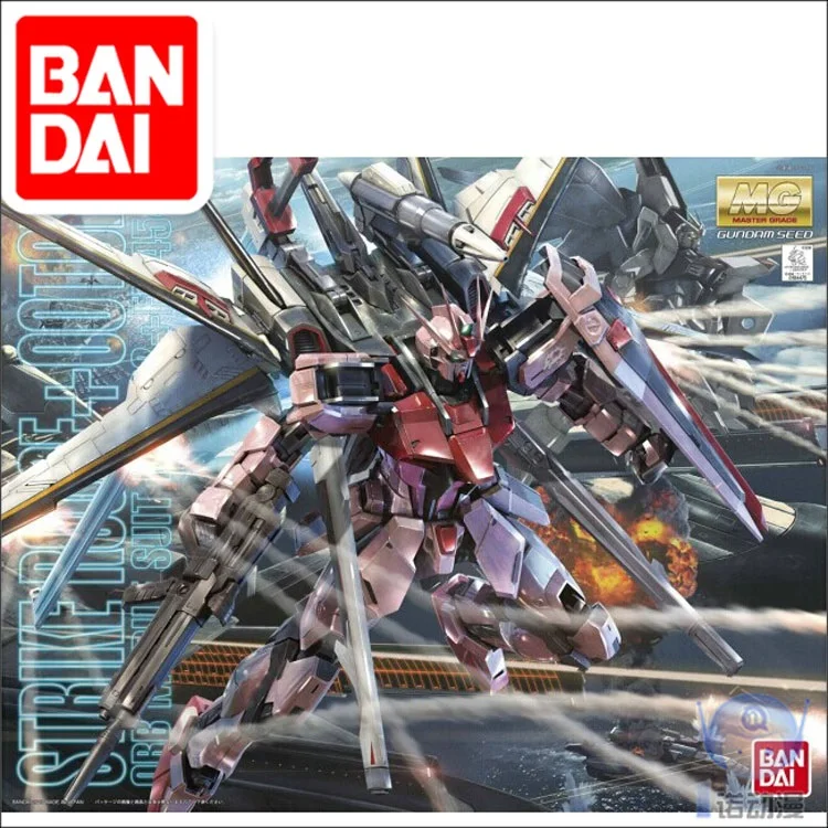

BANDAI Original Gundam MG 1/100 Model Strike Rouge RM SEED DESTINY Mobile Suit Kids Toys With Holder