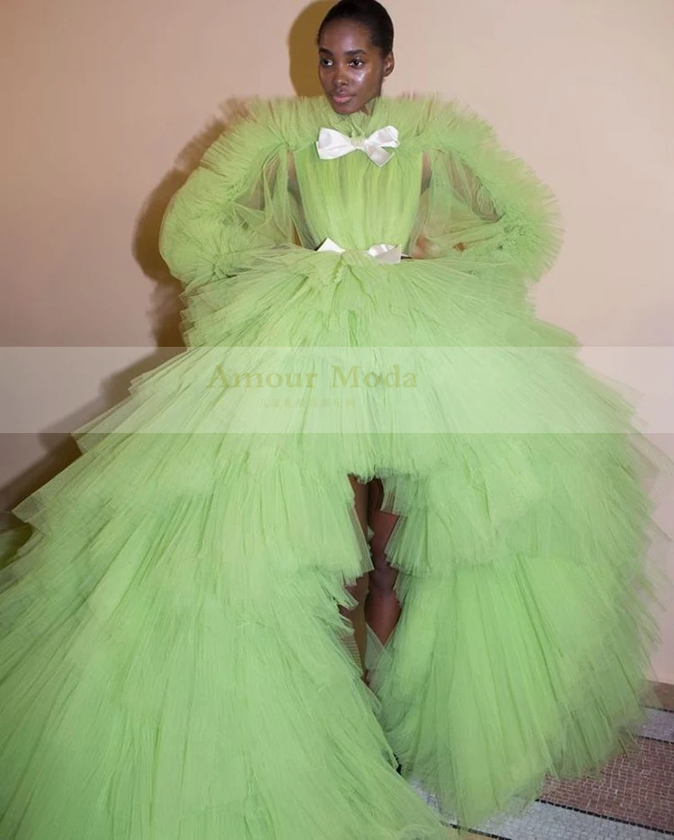 Vestido de festa longo флуоресцентные зеленые вечерние платья модные платья с длинными рукавами для выпускного вечера вечерние платья с шлейфом abiye robe de soiree