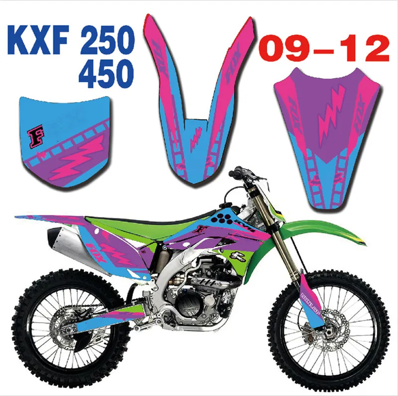 Графика фоны наклейки Наборы для Kawasaki KX250F KXF250 KX450F KXF450 2009 2010 2011 2012 KXF 250 450 KX 250F |