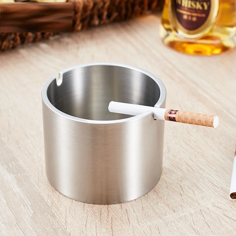 

Stainless steel ashtray thickening Metal smoke cup Bar Internet Bar Living room KTV Windproof ashtray thickening