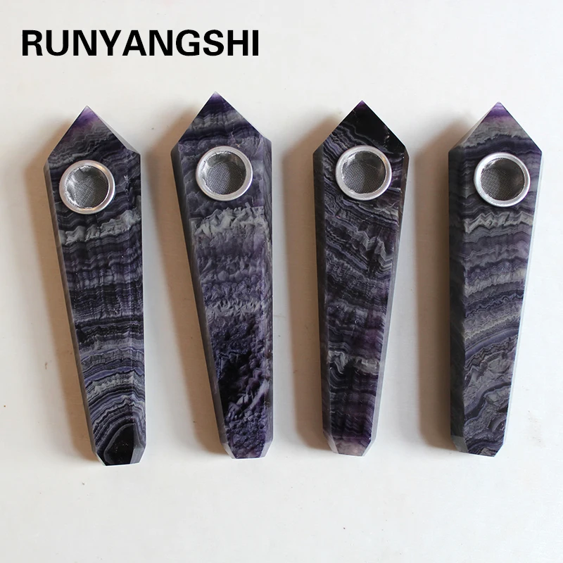 Runyangshi натуральный кристалл фиолетовый флюорит Женская курительная трубка +
