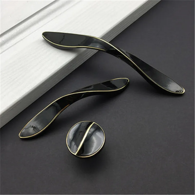 Ручки и ручки для комодов Американский шкаф Черный Белый Простая Современная