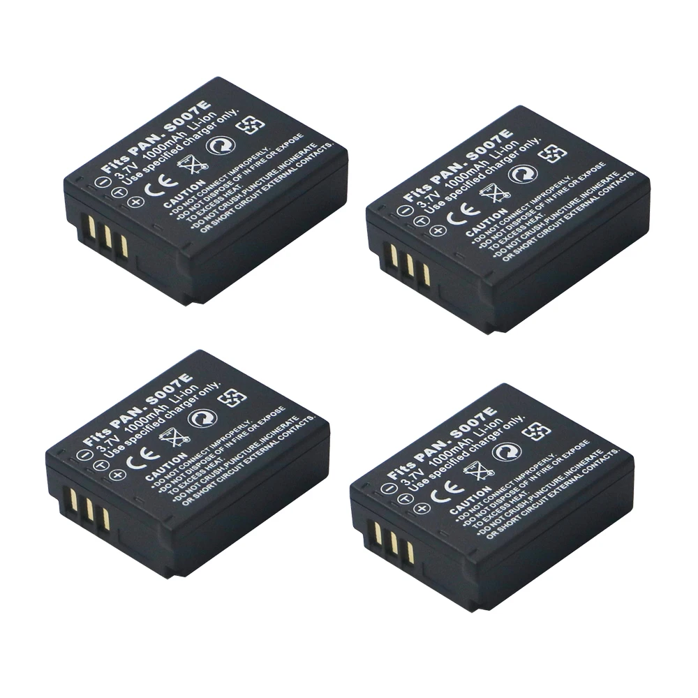 

4pcs/lot 1000mAh CGA-S007 CGR-S007E Rechargeable Batteries For Panasonic Lumix DMC TZ1 TZ2 TZ3 TZ4 TZ5 TZ50 TZ15 Camera Battery