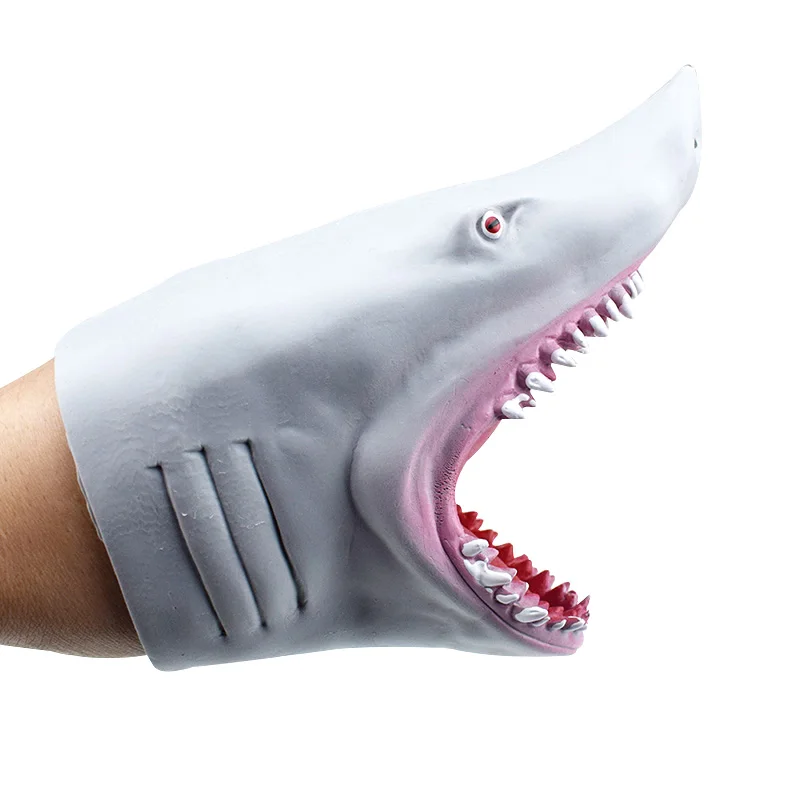 New Shark Hand Puppet for Story TPR Animal Head Gloves Kids Toys Gift Marionetas Shark Puppet Iteres De Mano Para Niños 손인형