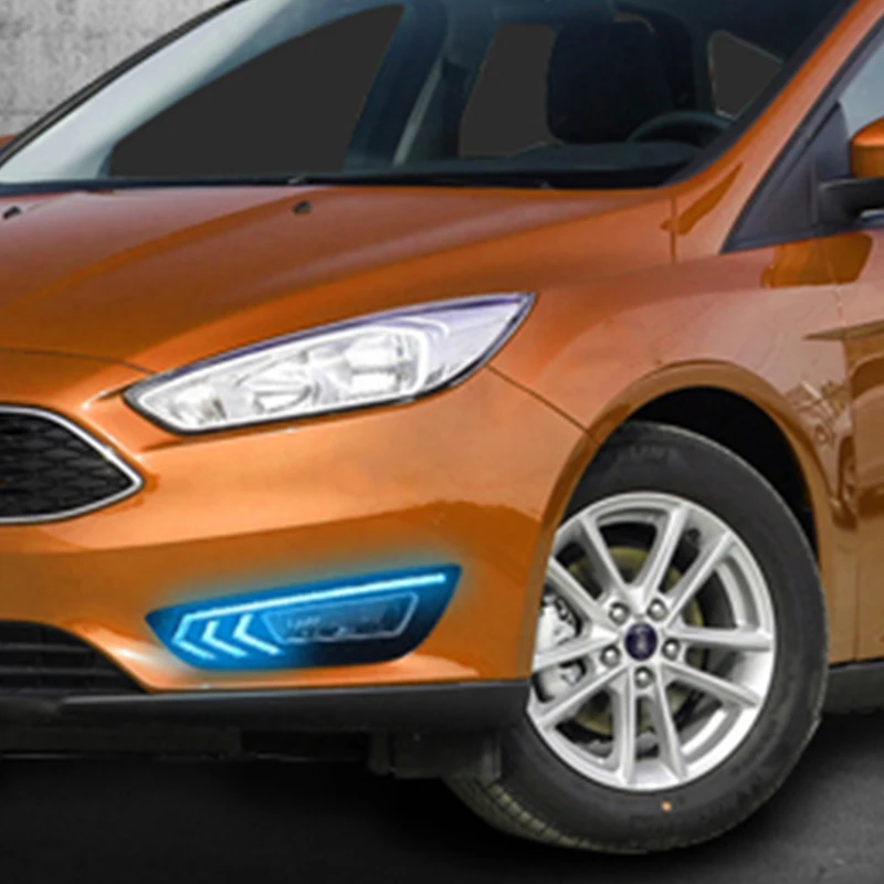 Hlxg DRL для Ford Foucs 2015 2016 светодиодный Габаритные огни противотуманной фары с желтым