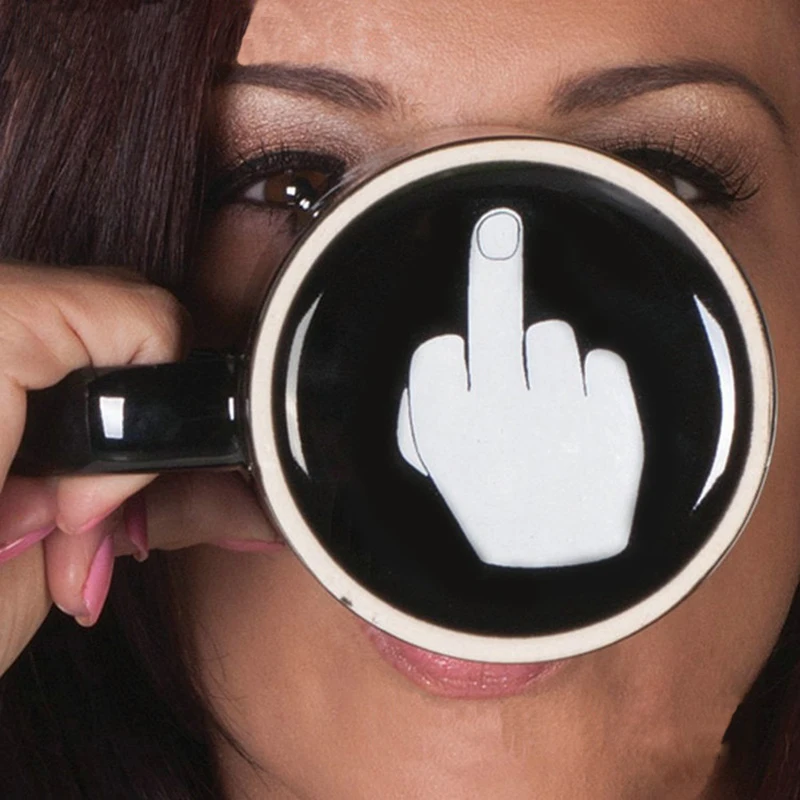 Забавная керамическая кружка с откидной крышкой для напитков среднего пальца