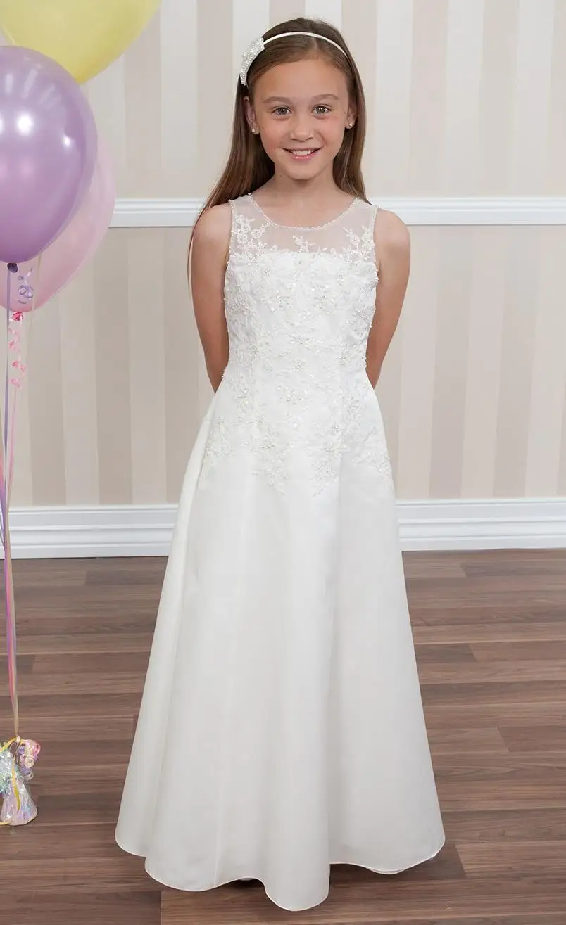 Платье для свадьбы с аппликацией в виде цветка Longo vestido De Casamento, красивое платье для причастия