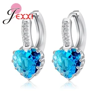 luxury 925 sterling silver heart colorful crystal earrings for women girls wedding trendy 2021 fashion jewelry wholesale