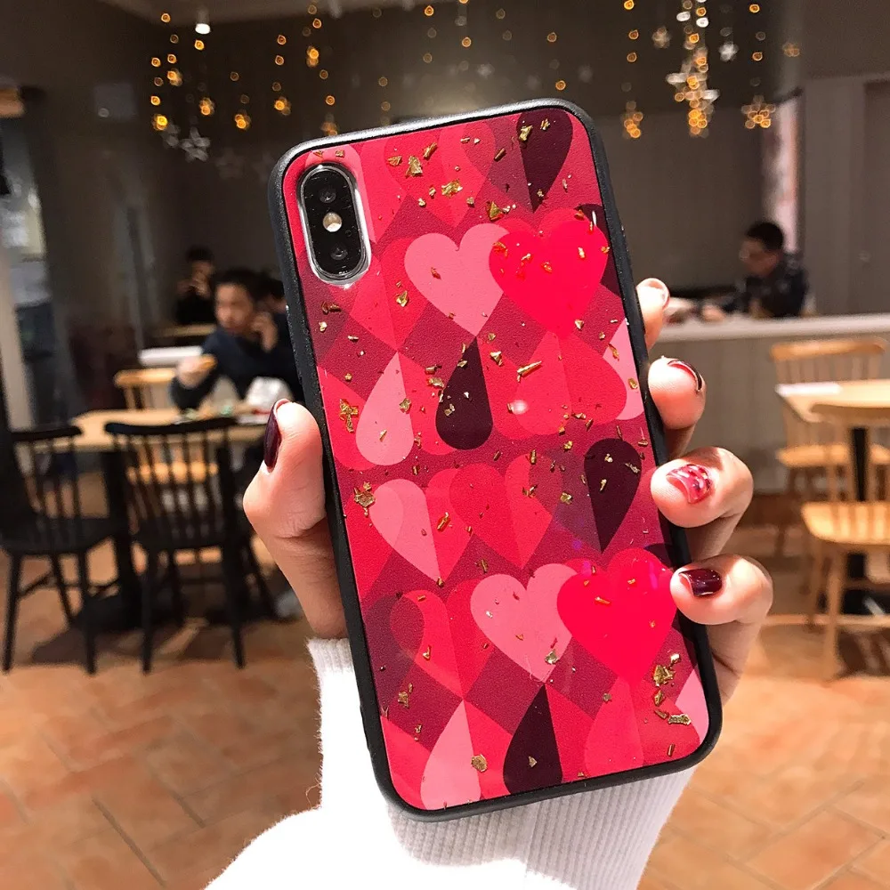 Cute Love Heart Case For iPhone 7 8 6 S 6S Plus Luxury Soft Silicon Cover X XS MAX XR 8Plus Woman Glitter Phone Cases |