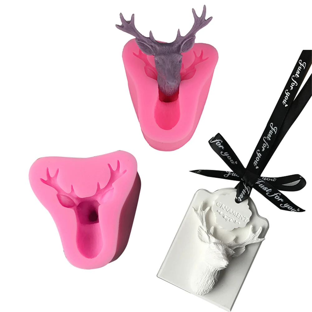 3D Deer Head Antler Silicone Mold Chocolate Fondant Mold Decoration Cake Decor Aromatherapy Gypsum Silicone Mold Festival Decor