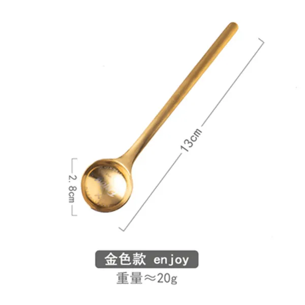 enjoy golden Винтажные 304 круглые чайные ложки для кофе, мороженого, фруктов, десерта, ложка из розового золота, чайные ложки, посуда, шикарная посуда, 1 шт - Цвет: enjoy golden