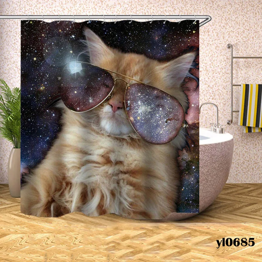 Занавески для душа с рисунком кота из мультфильма, водонепроницаемые занавески для ванной с животными, Большие широкие занавески для ванной, домашний купальный чехол Rideau De Bain - Цвет: Pattern 8
