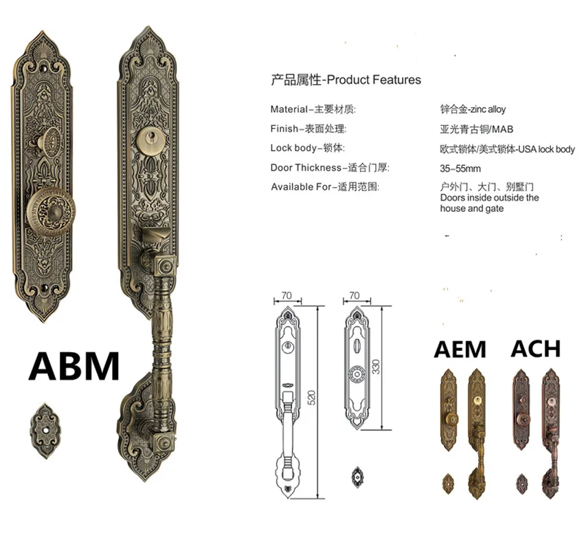 Роскошный Золотой дверной замок в европейском ретро стиле деревянный для виллы