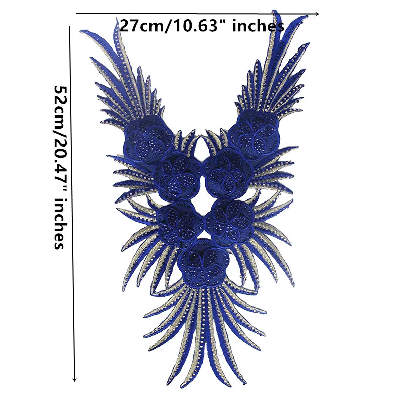 2 шт. 3D украшения из бисера воротник для шеи глубокий синий искусственный