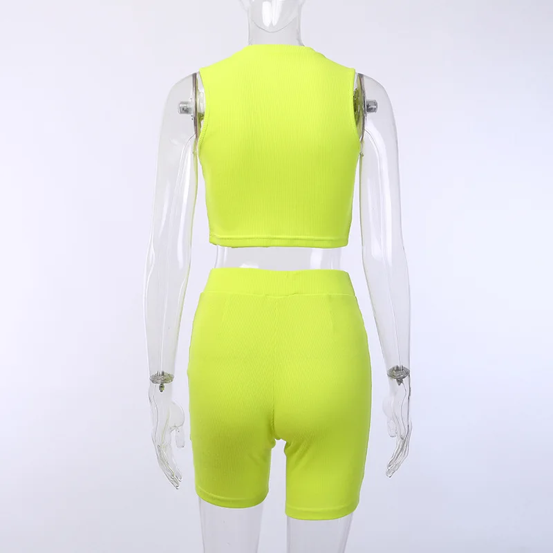 Повседневное вышло топы с бретельками и байкерские шорты два Женский комплект 2