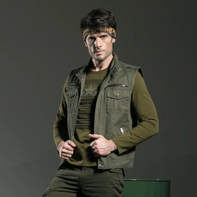 Жилет мужской повседневный из 100% хлопка с карманами | Мужская одежда