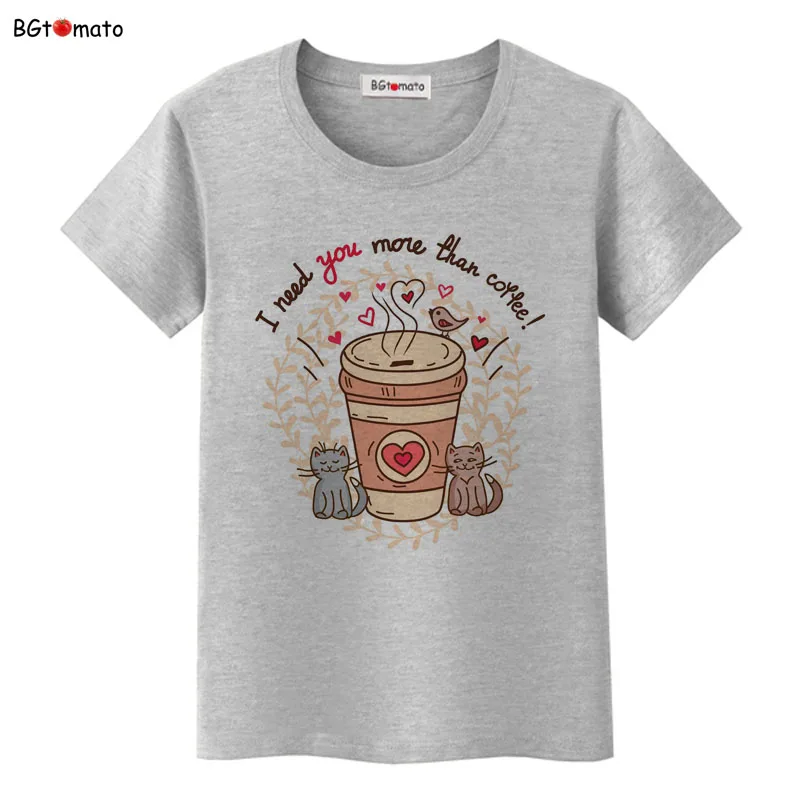 Футболка BGtomato coffee забавная Женская милая уличная одежда милые футболки с