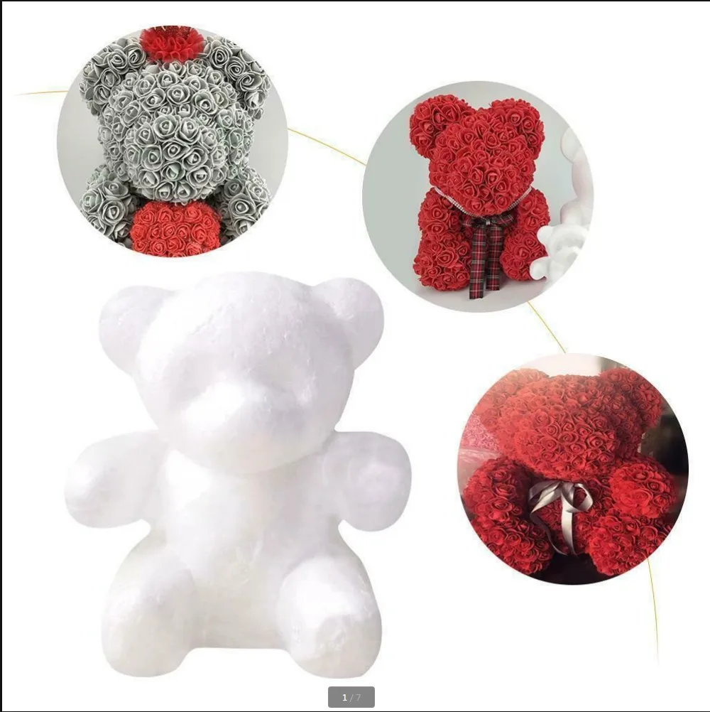 1pcWhite foam rose bear креативный цветок ручной работы DIY bubble подарок на день Святого