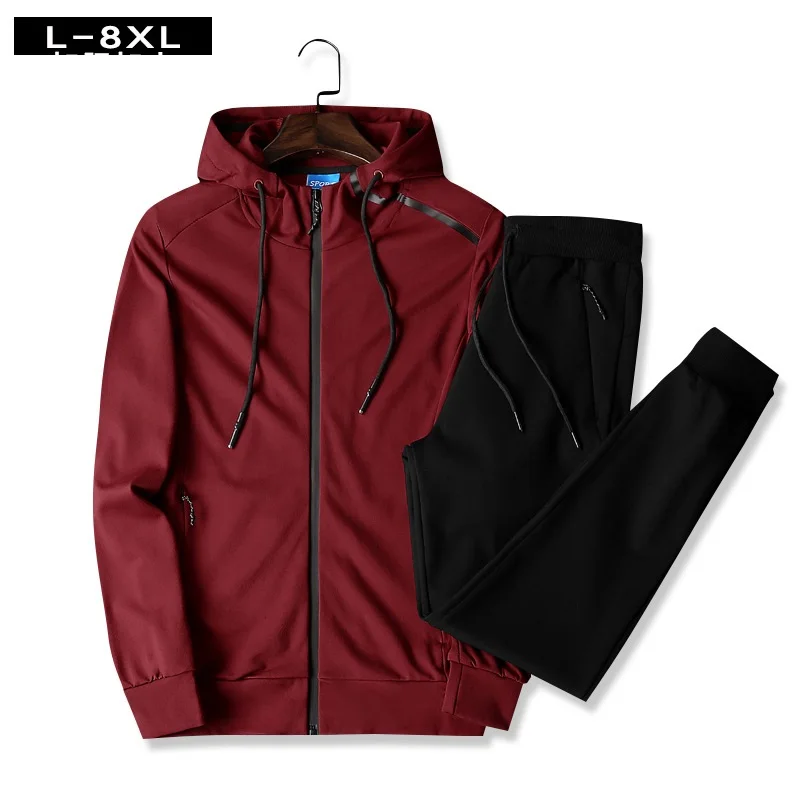 Красный Мужские спортивные костюмы размера плюс 4XL 5XL 6XL 7XL 8XL, мужские спортивные костюмы для бега, баскетбола, бега, фитнеса, тренировочные костюмы, спортивные костюмы для бега 130 - Цвет: Красный