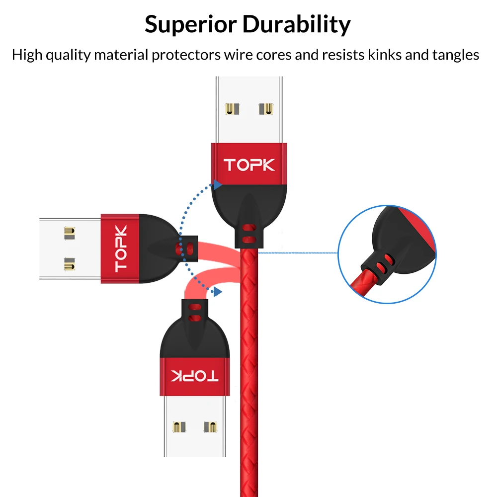 TOPK Q FLine Магнитный кабель USB C и Micro для samsung Xiaomi huawei Тип Быстрая Зарядка