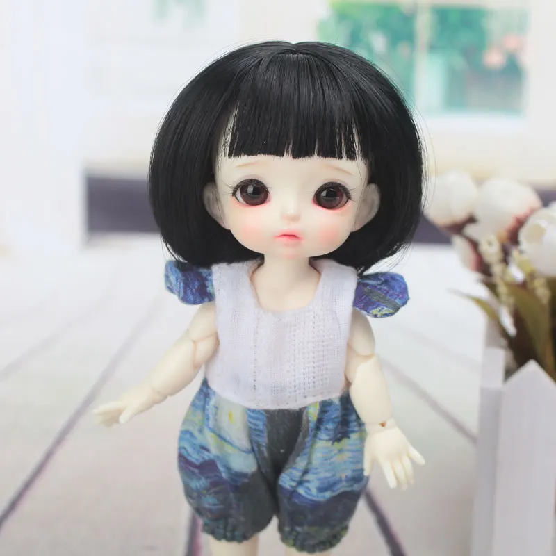 Высокое качество куклы парики черный коричневый Боб волосы для 1/8 BJD куклы - Цвет: 1089-8-1B