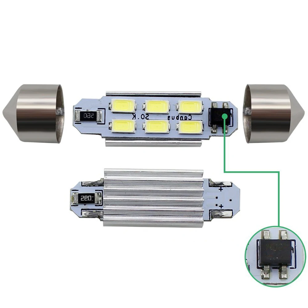 10 шт. Canbus C5W ошибок светодиодные лампы 6 SMD 5050 31/36/3941 мм интерьер автомобиля